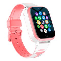 Дитячий розумний годинник-телефон на Android з GPS-трекером, з викликом 4G, SOS-оповіщення, камера, список контактів, текстові та голосові повідомлення, чати по SMS, рожеві