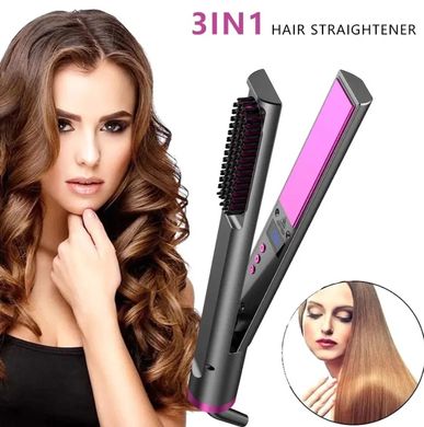 Керамический утюжок выпрямитель 3в1 для укладки волос Ubeator Hair Straightener мульти-стайлер, щетка-расческа для завивки локонов